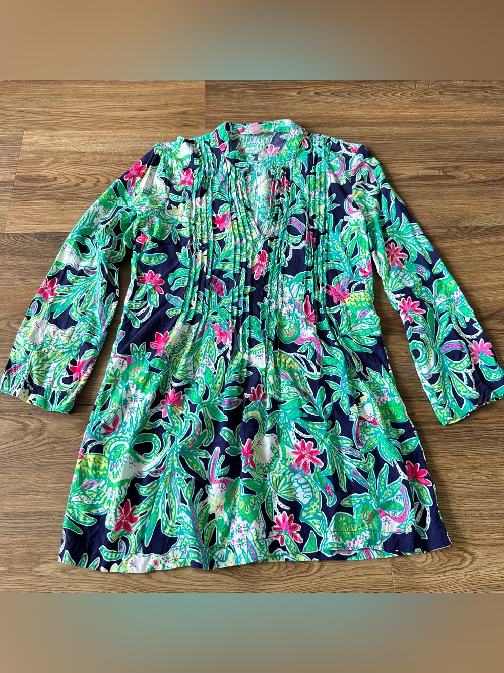 Lilly Pulitzer Sarasota Pintuck Tunic Trunk Show Print Size XS Elephant Resort‎